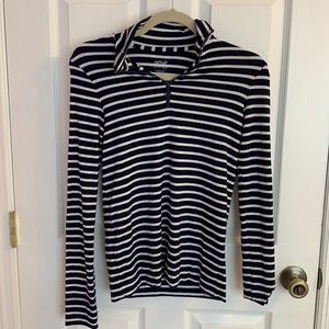 Aerie Navy & White Striped Quarter Zipped Sweater.